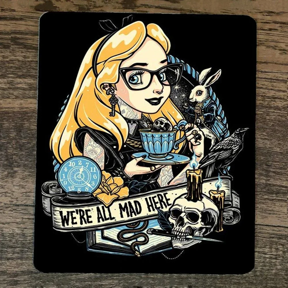 Mouse Pad Were All Mad Here Edgar Alice Poe in Wonderland‎